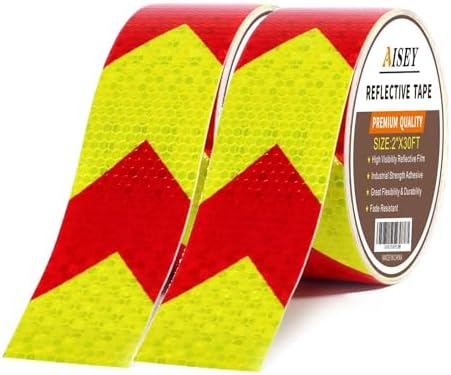 AISEY Reflective Tape White Outdoor High Vis Conspicuity Safety Tape, Reflector Tape Trailer Waterproof - 2“x 30ft/Roll, 2 Rolls