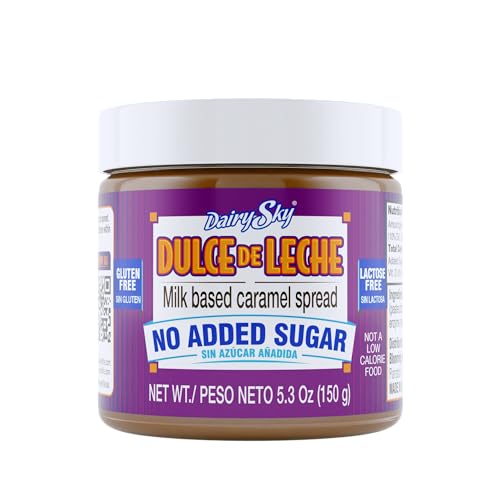 DairySky Dulce de Leche No Added Sugar - 5.3 oz Made with Real Milk,Erythritol & Stevia, Gluten-Free - Milk Based Caramel - Perfect for Desserts