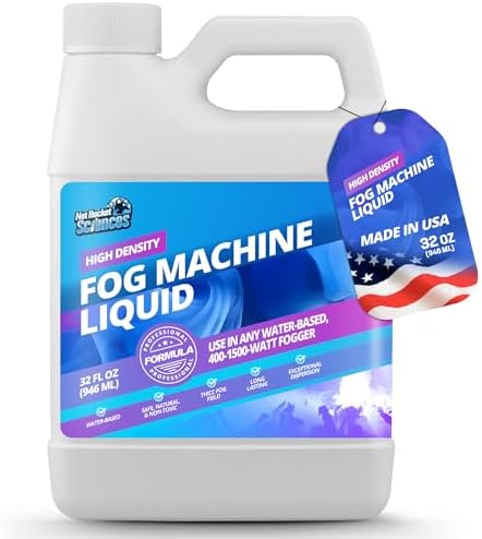 32oz Fog Machine Liquid Smoke - Pro-Grade Smoke Machine, High Density Fog Juice for 400-1500 Watt Foggers, Water-Based, Lasting & Ultra Thick Atmosphere, Ideal for Film, Theater and Events