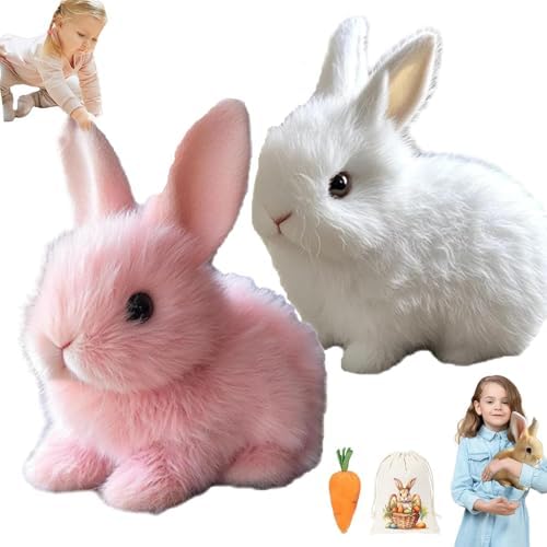 Bunby - My Realistic Bunny Toy, Interactive Bunny Realistic Bunny - Jumping, Twitching, And Shaking Ears, Bunny Realistic Bunny Toy, Bunbi Realistic Bunny, Realistic Bunny Toys for Kids (2PCS-C)