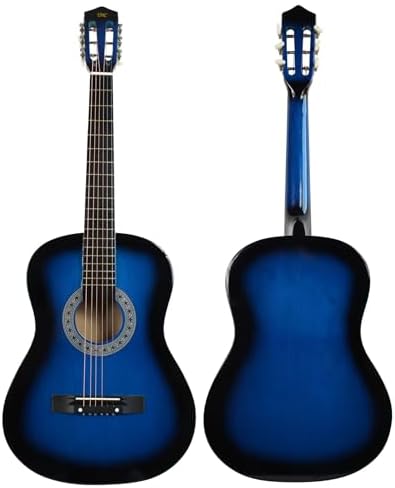 YMC 38" Blue Beginner Acoustic Guitar Starter Package Student Guitar with Gig Bag,Strap, 3 thickness 9 Picks,2 Pickguards,Pick Holder, Extra Strings, Electronic Tuner -Blue