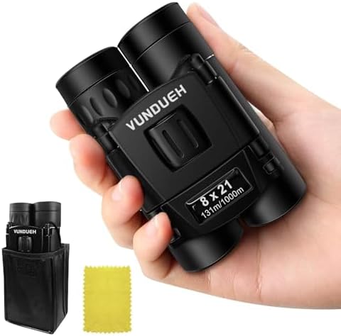 Compact HD Binoculars for Adults and Kids, Children Small High Powered Binoculars with Clear Low Light Night Vision, Mini Pocket Lightweight Waterproof for Hunting Bird Watching Travel Concert