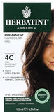 Herbatint Permanent Haircolor Gel, 4C Ash Chestnut, Alcohol Free, Vegan, 100% Grey Coverage - 4.56 oz