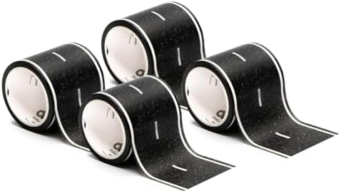 PlayTape Road Tape for Toy Cars - Sticks to Flat Surfaces; No Residue; 4-Pack of 30 ft. x 2 in. Asphalt Road