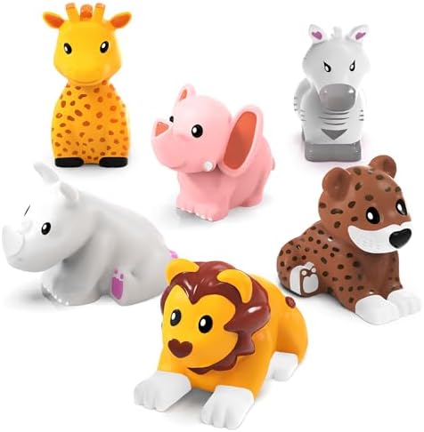 Tub Works® Savanna™ Mold Free Bath Toys, 6 Pack | Sealed, No Hole Bath Toys Design Keeps Moisture Out | Soft, Squeezable & Float on Water | Easy-Grip Baby & Toddler Bath Toys | Great Baby Pool Toys