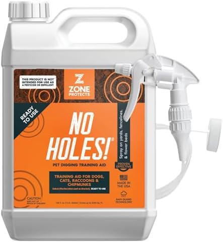 Zone Protects No Holes Digging Dog Prevention Spray – Gallon Trigger Sprayer, Stop Dogs from Digging, Prevents Holes Under Fences, in Yards, and Flower Beds