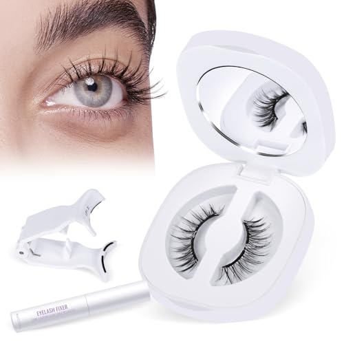 B&Qaugen Magnetic Eyelashes with Applicator Lashes Reusable Glue-Free Natural Look Cluster Kit Easy to Wear and Remove（M02）