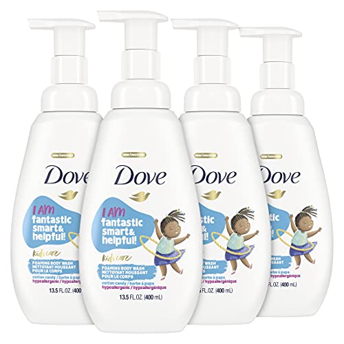 Dove Foaming Body Wash For Kids Cotton Candy Hypoallergenic Skin Care, 13.5 Fl Oz, Pack of 4