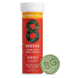 8Greens Daily Greens Energy Effervescent Tablets - Natural Energy Boost, Pre-Workout, No Crash, Greens Powder, Made with Guarana & Yerba Mate, Vitamin B12 - Peach Flavor, 10 Tablets