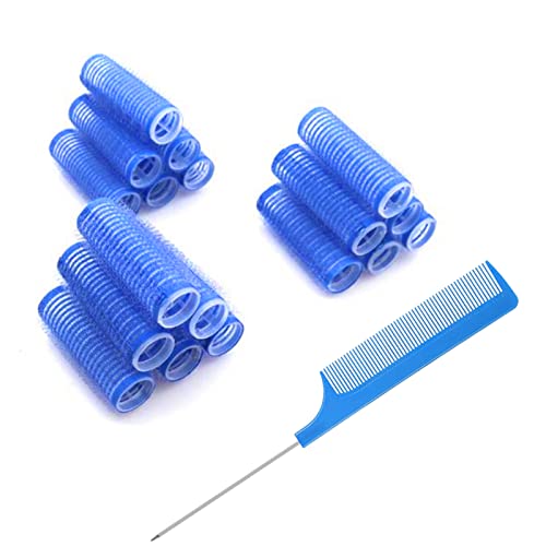 18PCS Self Grip Small Hair Curlers Heatless Roller Hair Curlers Pro Salon Hairdressing Curler DIY Curly Hairstyle Hair Rollers Tools Rat Tail Comb for Women Medium Short Hair(0.8 x 2.4 Inch)
