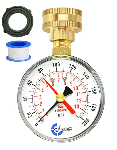 2-1/2" Pressure Gauge,Water Pressure Test Gauge, 3/4" Female Hose Thread, 0-200 PSI with Red Pointer
