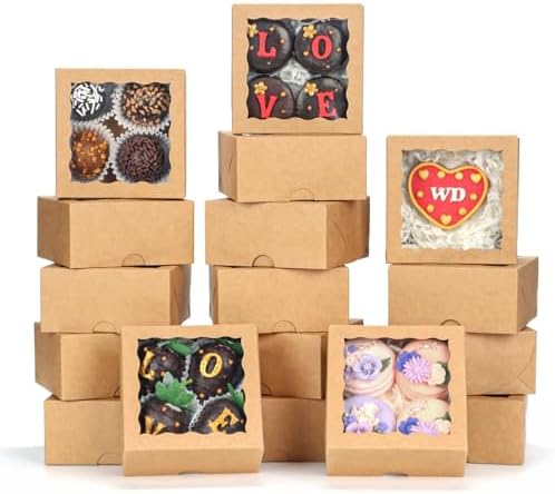 40 Pack Bakery Boxes 4x4x2 Inches Cookies Boxes Mini Bundt Cake Boxes Pie Boxes Cinnamon Roll Treat Boxes Chocolate Truffle Boxes Party Wedding Favor
