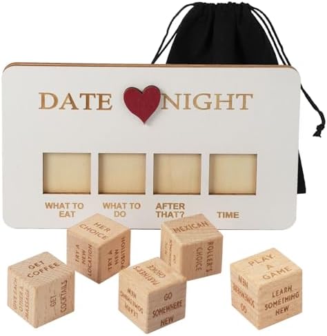 Date Night Dice,Fun Night Dating Decision Dice,Wooden Dating Fun dice, Love Dice, Food Decision Dice, Date Ideas,Gifts for Boyfriend-Girlfriend