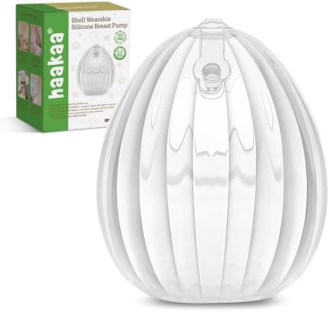 haakaa Shell Wearable Silicone Breast Pump - Silicone Hands Free Breast Pump - Passive Breast Milk Collector Shell for Newborns - Breastfeeding Essentials - 2.5oz/75ml,1 Count