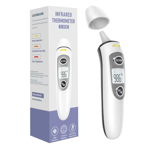 Ear Thermometer for Adults and Kids, Digital Accurate Ear and Forehead Thermometer with Fever Alarm, 1 Second Fast Result, FSA HSA Eligible, Easy to use, 2 in 1 Mode