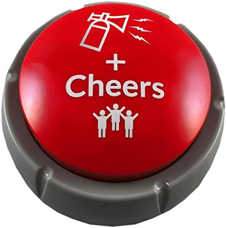 Airhorn Can Sound Button with Applause and Cheers, Funny Easy Button, Noise Maker Buzzer for Office, Sporting Event, Dance Party, Fun Classroom, Desk Toy, Gag Birthday Gift, Gadget for Teens, DJ HYPE