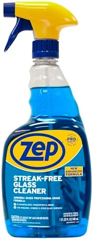 Zep Streak-Free Glass Cleaner - 32 Oz (Case of 12) ZU112032- Professional Grade Formula that Cleans Dirt, Fingerprints, Grime, Smoke Haze, and Toothpaste on Windows, Mirrors, and Other Glass Surfaces