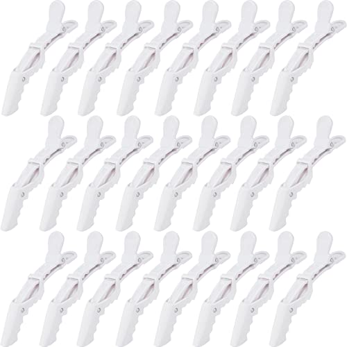 Ondder 24 Pack Pro Hair Clips for Styling, Coloring, Cutting - Large Alligator Clips for Women, Men, Girls, Teens - White