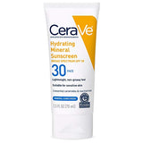 CeraVe 100% Mineral Sunscreen SPF 30 | Face sunscreen With Zinc Oxide & Titanium Dioxide | Hyaluronic Acid + Niacinamide + Ceramides | Oil Free Sunscreen For Face | Travel Size Sunscreen 2.5 oz