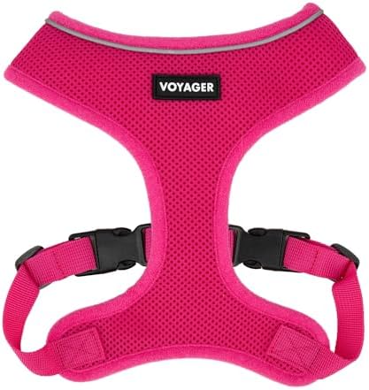 Voyager Aerolite No Pull Mesh Dog Harness with Lightweight, Soft, Breathable, Reflective Stitching, and Adjustable Straps for Walking, Running, Training, Heavy Duty and Durable - Fuchsia, S