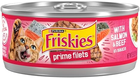 Purina Friskies Prime Filets With Salmon and Beef in Sauce High Protein Wet Cat Food - (Pack of 24) 5.5 oz. Cans