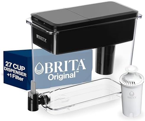Brita XL Water Filter Dispenser for Tap and Drinking Water with 1 Standard Filter, Lasts 2 Months, 27-Cup Capacity, BPA Free, Black