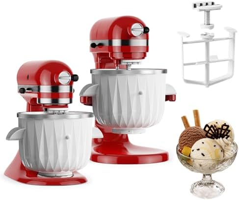 Ice Cream Maker Attachment for KitchenAid Stand Mixer, Compatible with KitchenAid 4.5 QT and Larger Stand Mixers, Attachment for Kitchenaid Mixers