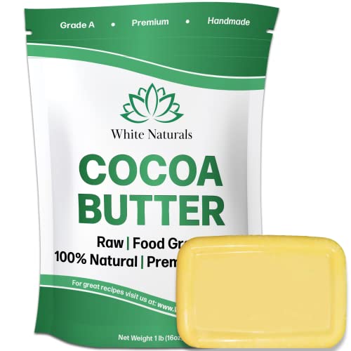 Organic Cocoa Butter 1lb, Unrefined Raw Pure Natural, Face & Hair Moisturizing Butter to Deeply Hydrate Skin Use for DIY Whipped Body Butters, Lotions, Stretch Marks Cream 16oz