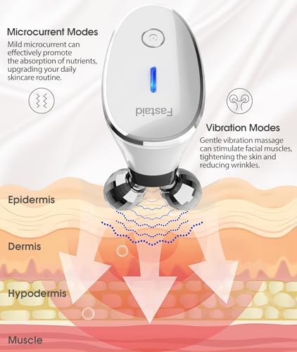 Microcurrent Facial Devices, Face Microcurrent Device, Facial Roller Massager for Double Chin, Boost Skin Care Products Absorption, Glossy White