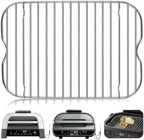 Air Fryer Rack for Ninja Foodi FG551 Smart XL Indoor Grill with Air Fry, 11.6''*7.6'' Stainless Steel Air Fryer Accessories Roasting Steamer Grill Racks Baking Tray，Dishwasher safe