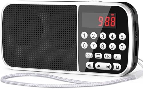 Digital AM FM Radio with Bluetooth 5.3,Small Transistor Radio with Best Reception,2000mAh Rechargeable Battery Operated Radio with 5W Speaker,TF Card USB MP3 Playback,3.5mm Earphone Jack,Flashlight