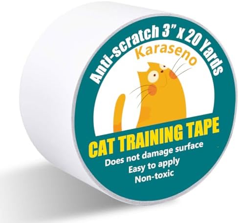 Anti Cat Scratch Tape: 3 inches x 20 Yards Cat Training Tape, 100% Transparent Clear Double Sided Deterrent Tape Furniture Protector