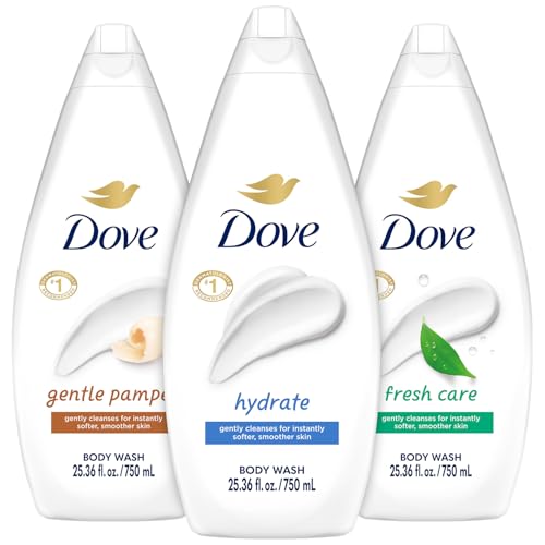 Dove Body Wash Value-Size Variety 3-Pack – Hydrate, Fresh Care, and Gentle Pamper, 25.36 Oz Ea
