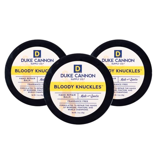 Duke Cannon Bloody Knuckles Hand Repair Balm - Unscented Moisturizer for Hardworking Hands | Lanolin Formula | Repair and Revitalize Dry, Cracked Skin | Ideal for Workers and Fighters (3 Pack)