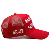 Donald Trump 2024 45-47 MAGA Hat Make America Great Again Slogan with USA Flag Adjustable Baseball Cap Mesh-Back Cap (US, Alpha, One Size, 2Pcs Red 45-47 MAGA Hat)