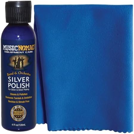 MusicNomad Silver Polish & Cloth Kit for Silver & Silver-Plated Instruments – Trumpet, Trombone, Flute (MN741)