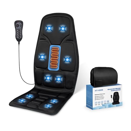 Sotion Massage Seat Cushion with Heat, Back Massager with 10 Vibration Motors, Massage Chair Pad for Back Pain Relief, Chair Massager for Office, Home Use, Seat Massager for Gift