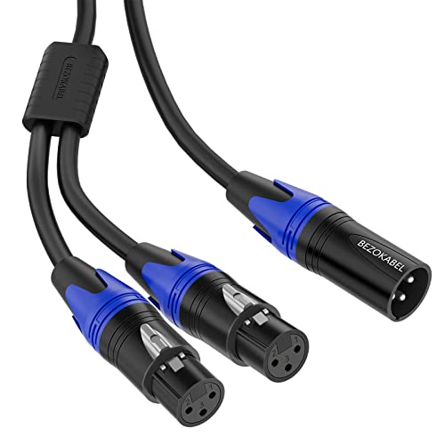 XLR Splitter 1.6ft 2pack, Bezokable Balanced XLR Splitter Cable Male to 2 Female, XLR Y Splitter Cable 3-Pin