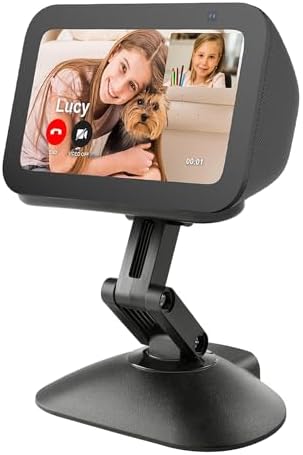 Stand for Echo Show 5 (3rd Gen) & Cell Phone，Adjustable Height Smart Speaker Stand Table Mount Bracket，Magnetic Anti-Slip Base for Show 5 3rd Generation