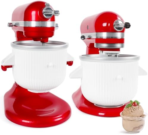 Gdrtwwh Ice Cream Attachment for Kitchenaid Stand Mixer,Ice Cream & Sorbet Gelato Maker,Fits Kitchenaid 4.5-5Qt Stand Mixer and 5-6-7Qt Bowl-Lift(Dishwasher Safe)