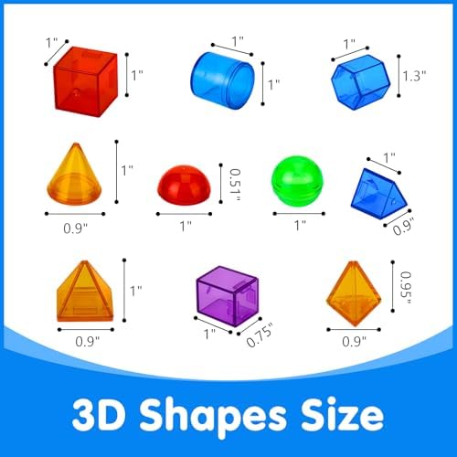 60 Pieces 3D Shapes for Teaching - Geometric Solids for Kids,Light Table Manipulatives,Translucent Toy for Light Table