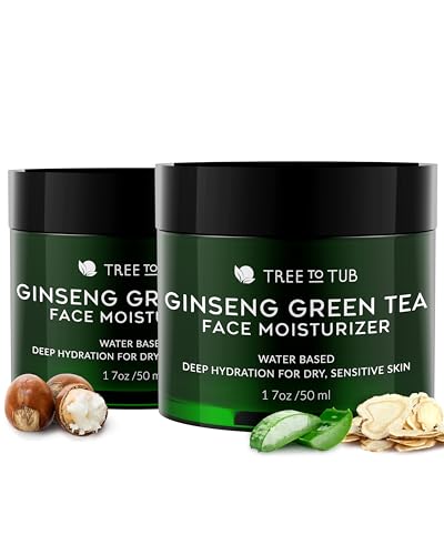 Tree to Tub Hydrating Face Moisturizer for Dry & Sensitive Skin - Water Based Hyaluronic Acid Facial Moisturizer, Vitamin C & E Face Cream for Women & Men w/Organic Aloe, Green Tea, Natural Ginseng