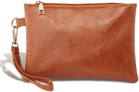 K.E.J. Wristlet Clutch Purses for Women Leather Wallet Purses Brown Small Purse Wristlet Wallet for Women Ladies Gifts 28