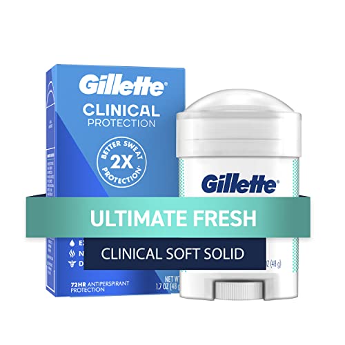 Gillette Men’s Clinical Strength Antiperspirant and Deodorant, 72-Hour Sweat Protection, #1 Clinical Brand for Men, Soft Solid, Ultimate Fresh Scent, 1.7 oz (Pack of 3)