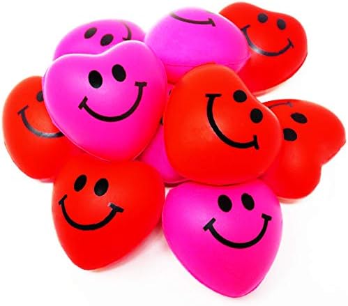 4E's Novelty Heart Stress Balls Bulk 48 Pack - Valentines Squishies - for Class Valentines Party Favors for Kids, Valentines Day Gifts for Kids Classroom, Small Size 1.5" (48)