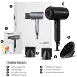 SHRATE Ionic Hair Dryer, Professional Salon Negative Ions Blow Dryer, Powerful 1800W for Fast Drying, 3 Heating/ 2 Speed, Cool Button, Damage Free Hair with Constant Temperature, Low Noise, Black