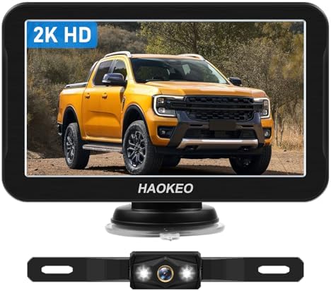 Backup Camera for Truck 7 Inch HD 2K Front Rear View Monitor kit Auto Color Image Night Vision, IP69 Waterproof DIY Grid Lines for Car/Tractors/Semi-Trailers/Pickup H7