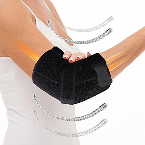 Elbow Splint Tendonitis Elbow Brace, Cubital Tunnel Syndrome Brace with 4 Removable Metal Spring Splints for Sleeping, Elbow Immobilizer for Ulnar Nerve Entrapment， Golfers Elbow (S/M)