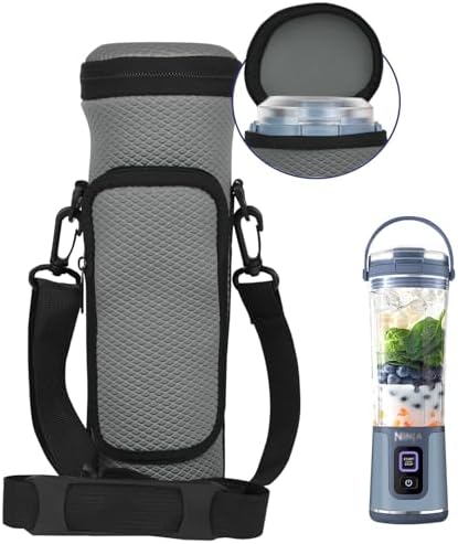 Portable Blender Carrying Bag Case With Lid for Ninja BC151 Blast, Flip Blender Travel Insulated Sleeve With Adjustable Crossbody Strap and Accessory Pocket (Grey)