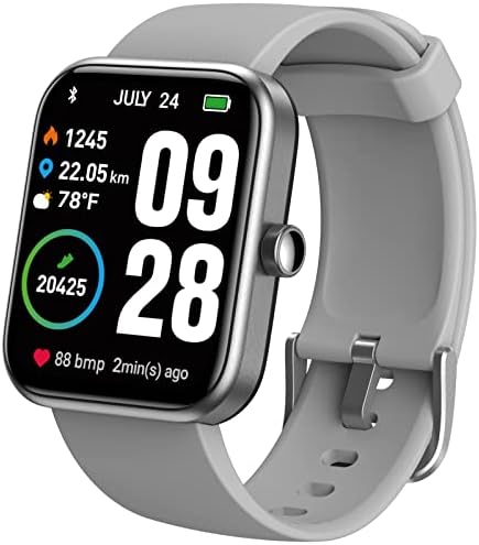 TOZO S2 44mm Smart Watch Alexa Built-in Fitness Tracker with Heart Rate and Blood Oxygen Monitor,Sleep Monitor 5ATM Waterproof HD Touchscreen for Men Women Compatible with iPhone&Android Space Gray